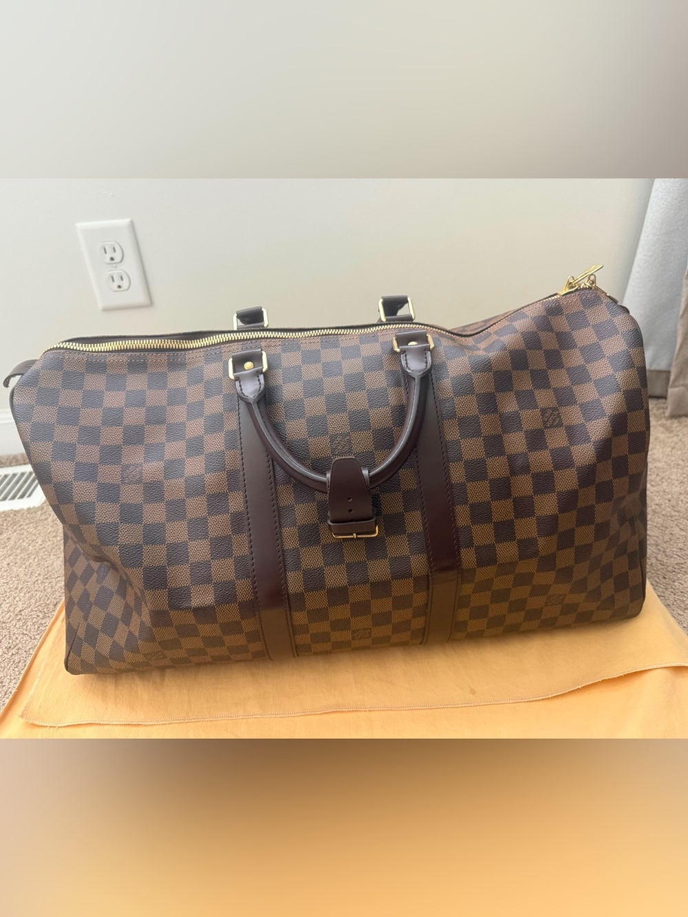 Louis Vuitton Brown Damier Ebene Keepall Travel Duffel